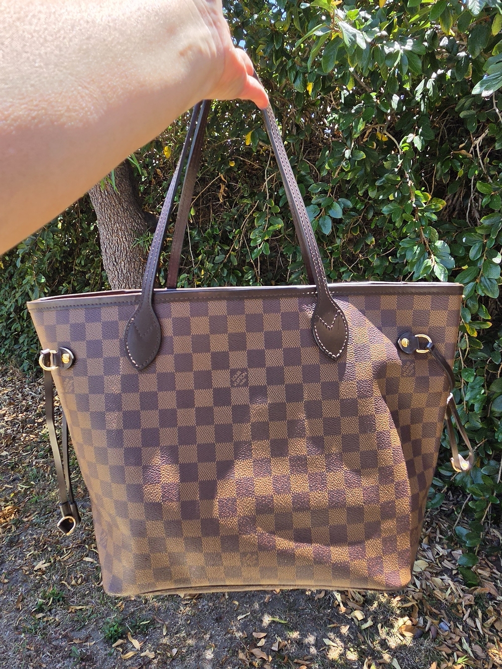 Source Unknown Brown Checkered Tote with Red Interior - Picture 6 of 11